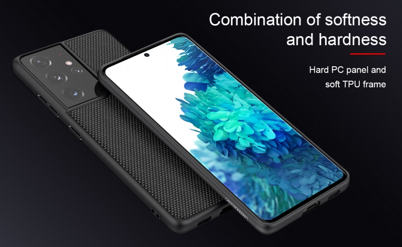 Ốp Lưng Samsung Galaxy S21 Ultra Dạng Vải Hiệu Nillkin TexTured được làm bằng chất liệu nhựa cao cấp dạng vải,họa tiết carô nhuyễn siêu sang chảnh.